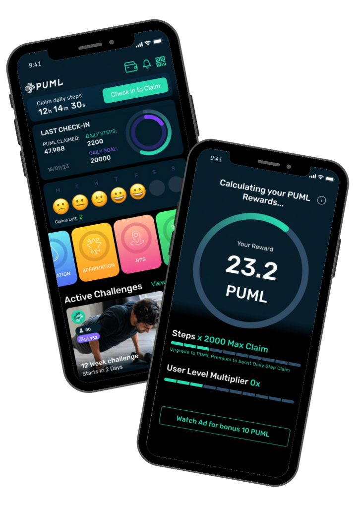 PUML branded corporate hub app screens